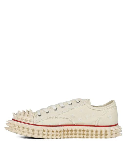 Doublet White Studded Lace-Up Sneakers for men