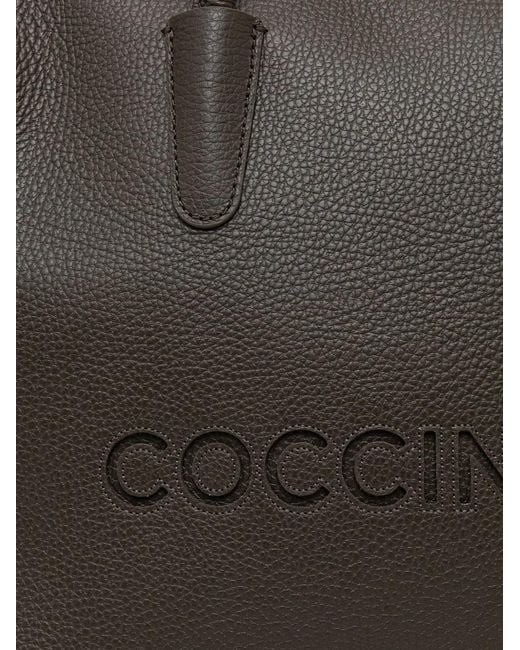 Coccinelle Black Medium Myrtha26 Logo-Embossed Tote Bag