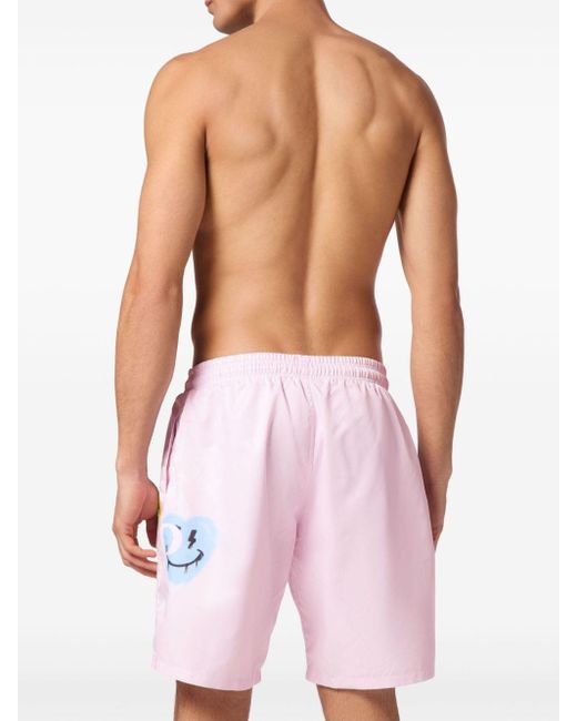 Philipp Plein Pink Logo-print Swim Shorts for men