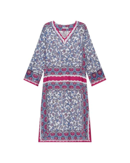 Maliparmi Purple Paisley-Print V-Neck Dress