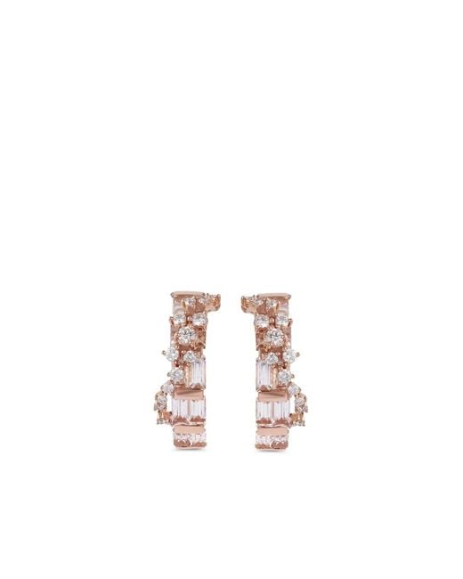 ANANYA White 18K Rose Scatter Hoop Earrings