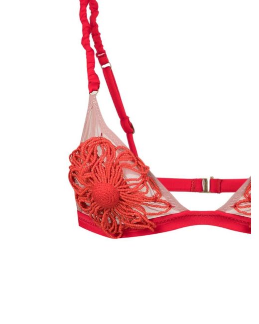 Bikini à appliques fleurs Amir Slama en coloris Red
