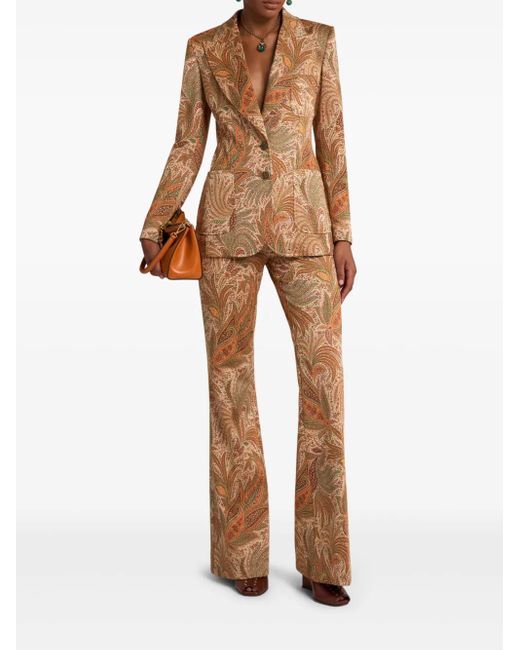 Etro Brown Paisley-Jacquard Trousers