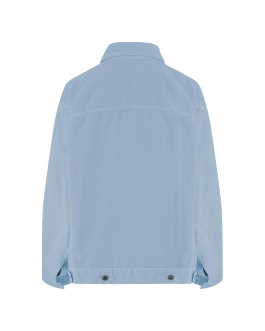 Haikure Blue Ribbed-Knit Button-Up Jacket