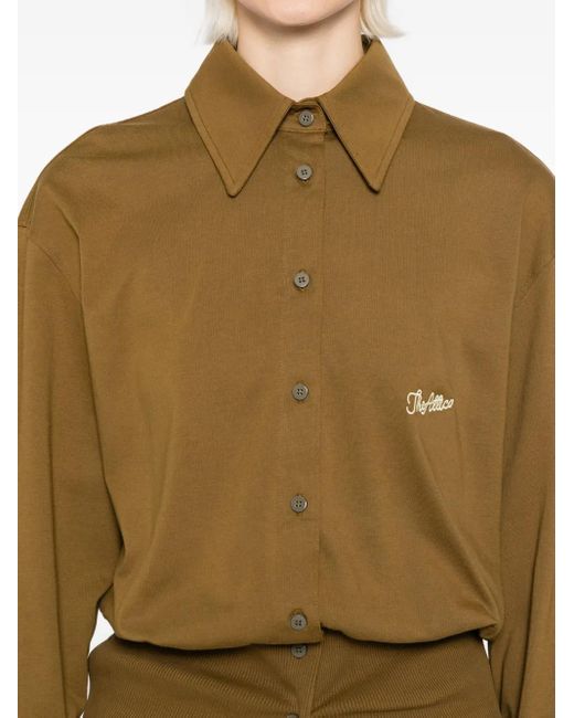 The Attico Green Hemd Mit Logo-Stickerei