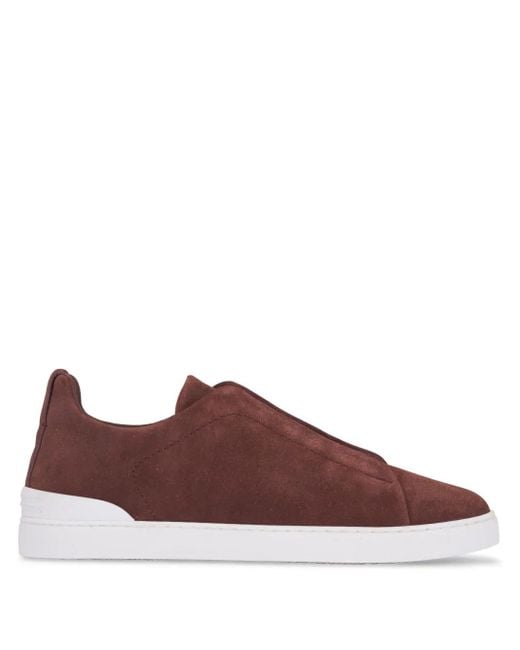 メンズ Zegna スリッポン スエードスニーカー Brown