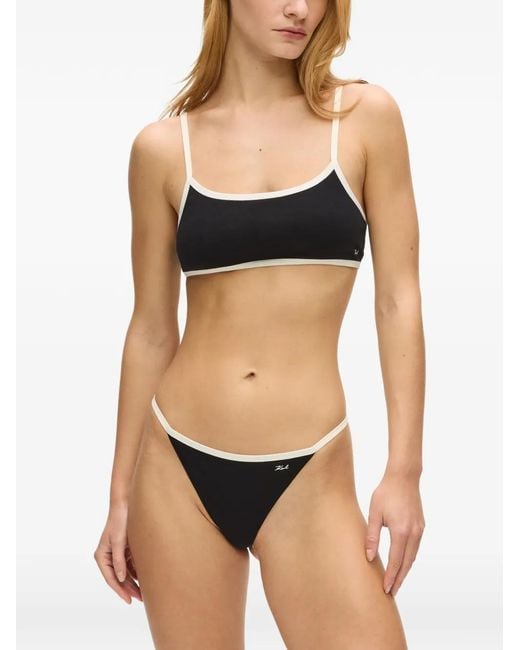 Karl Lagerfeld Black Dna Signature Thong