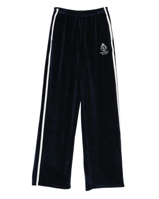 Sporty & Rich Black Side-Stripe Logo-Detail Track Pants