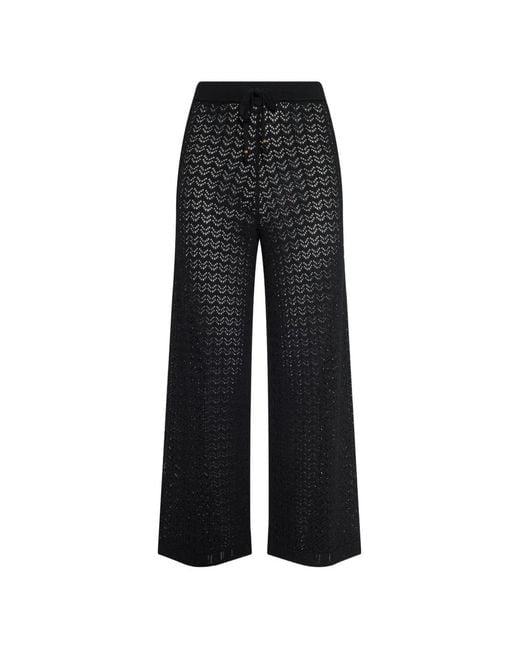 L'Agence Black Gaelle Pointelle-Knit Trousers