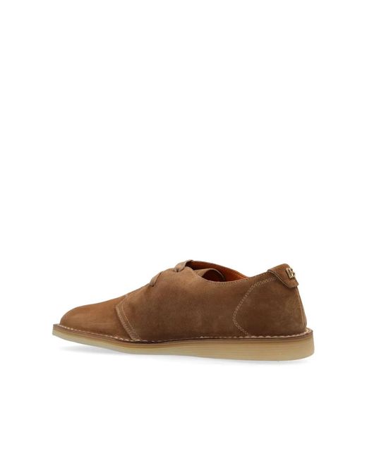 Dolce & Gabbana Brown Logo-Tag Suede Derby Shoes for men