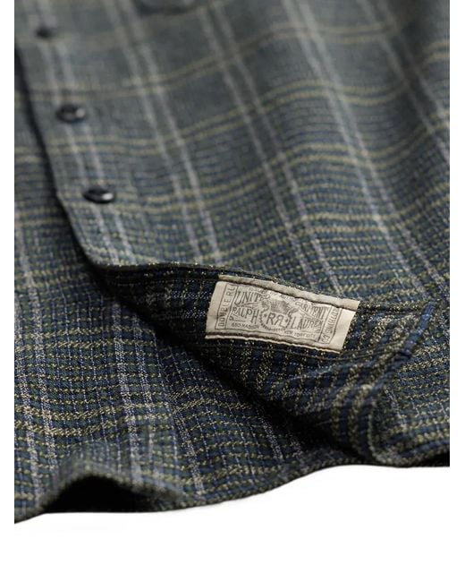 RRL Gray Checked Long-Sleeved Shirt for men