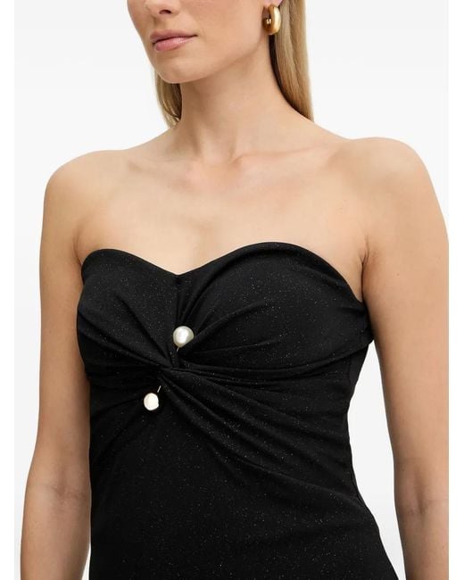 Fracomina Black Knot Pearl-Embellishment Maxi Dress