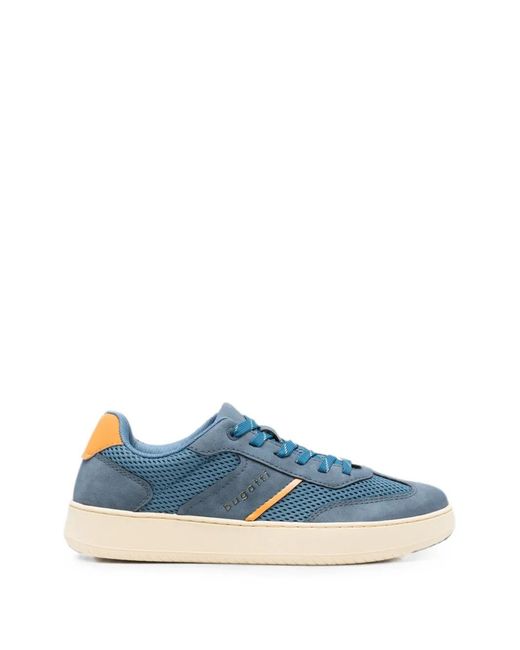 Bugatti Blue Mesh-Panelled Lace-Up Sneakers for men