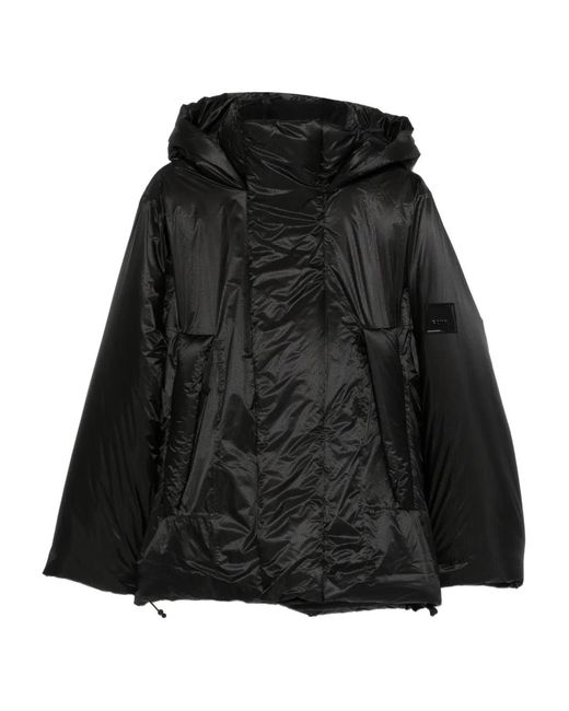Rains Black Hooded Padded Coat for men