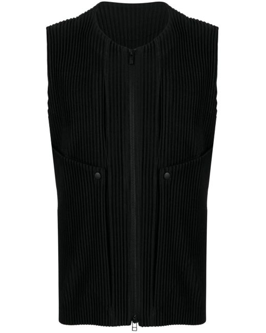 Round-neck ribbed vest di Homme Plissé Issey Miyake in Black da Uomo