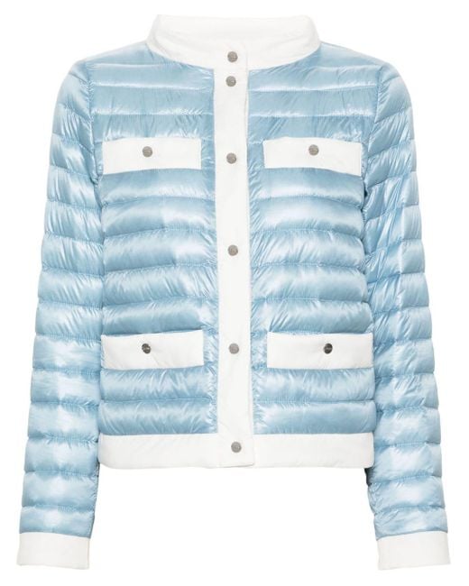 Herno Blue Contrasting-trim Quilted Jacket