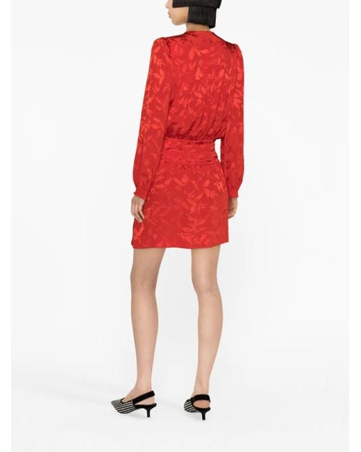 Zadig & Voltaire Red Floral-Jacquard Wrap Minidress