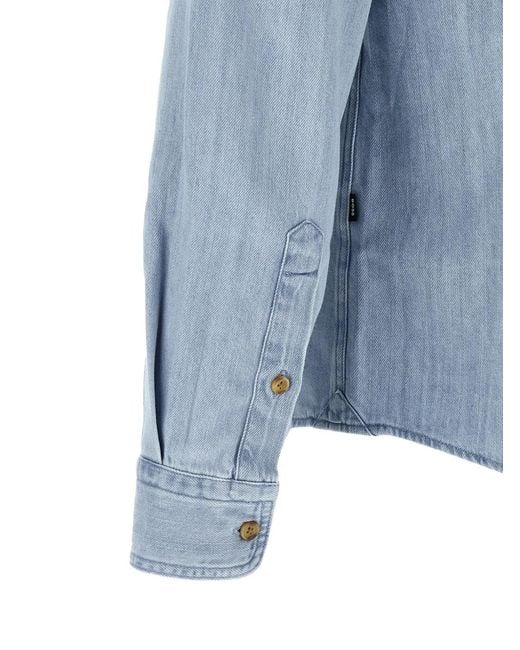Boss Blue H-Liam Buttoned Chest-Pockets Shirt for men