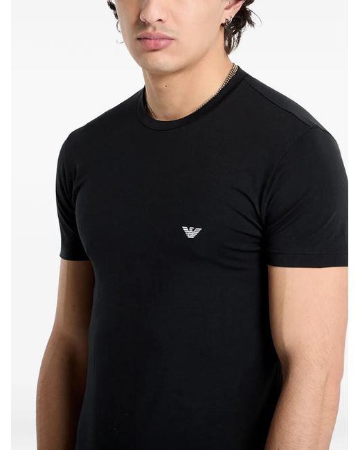 EA7 Black Logo-Patch T-Shirt for men
