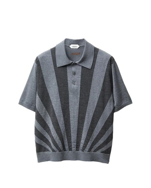 Versace メンズ ブルー エンブロイダリーインターシャ ウールニット