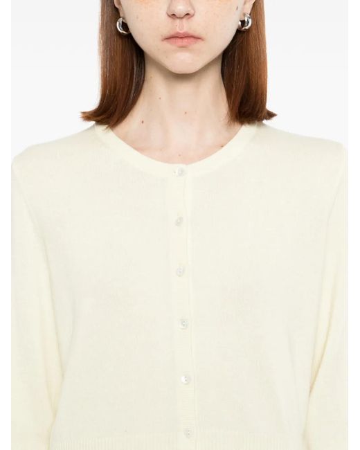 N.Peal Cashmere White Ivy Cropped Cardigan