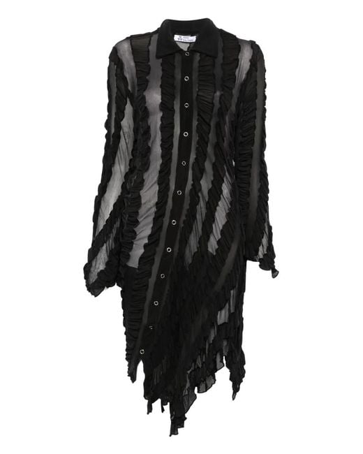 Anni Salonen Black Ruffled Shirt Midi Dress