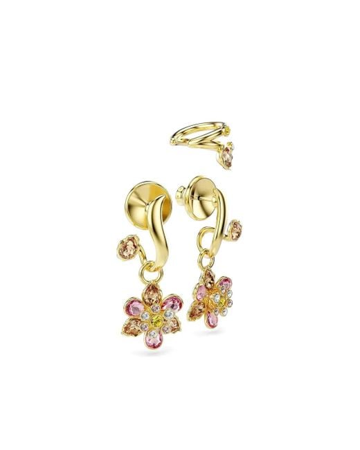 Swarovski Metallic Idyllia Flower-Motif Earrings (Set Of Three)