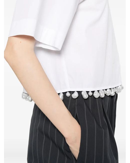 Sportmax White Cotton Cropped Shirt