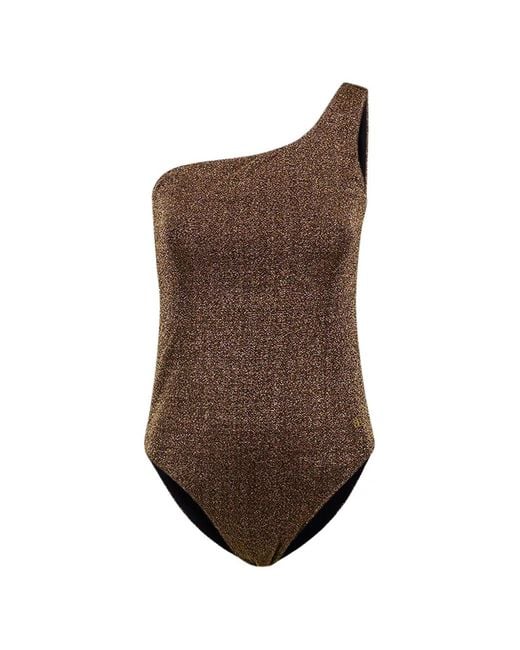 Balenciaga Brown Glitter-Detail Swimsuit