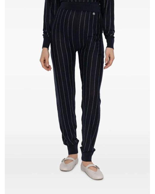 Stella McCartney Blue Pinstripe-Pattern Track Pants