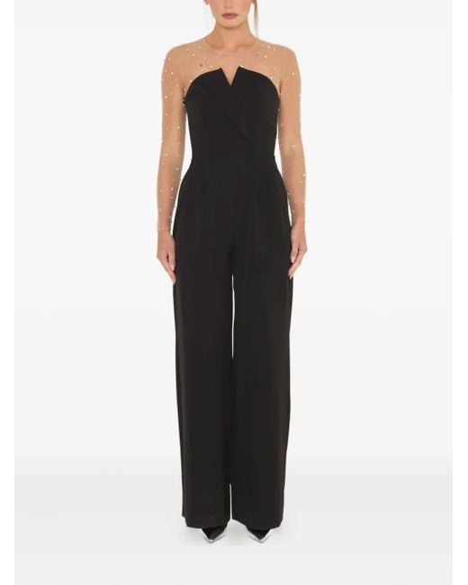 Sound Of Silence Jumpsuit Met Mesh Bovenkant in het Black