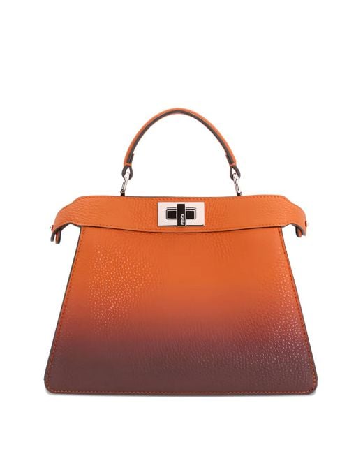 Fendi Orange Small Peekaboo Iseeu Leather Tote Bag