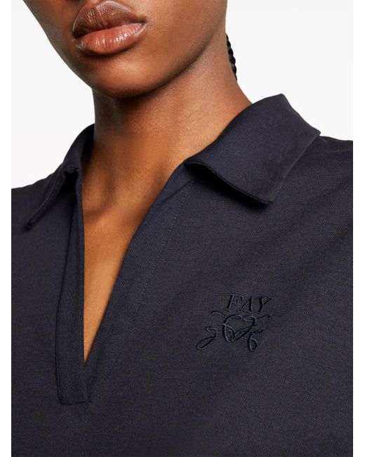 Fay Blue Logo-Embroidered Piqué Polo Shirt