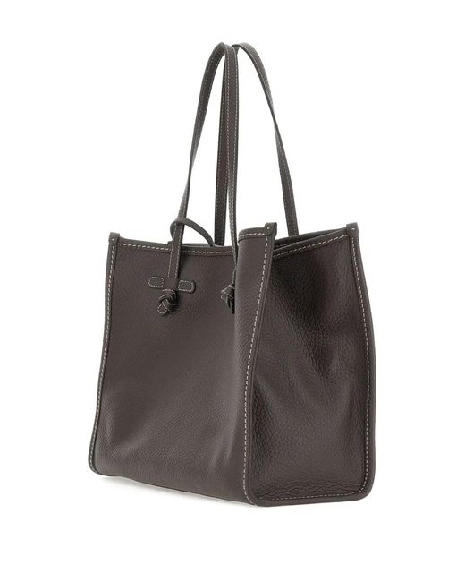 Gianni Chiarini Black Marcella Knotted-Detail Leather Tote Bag