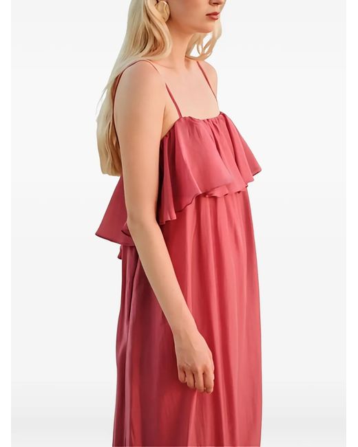 Devotion Red Aura Square-Neck Midi Dress