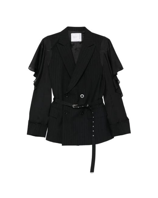 Sacai Black Chalk Stripe Jacket