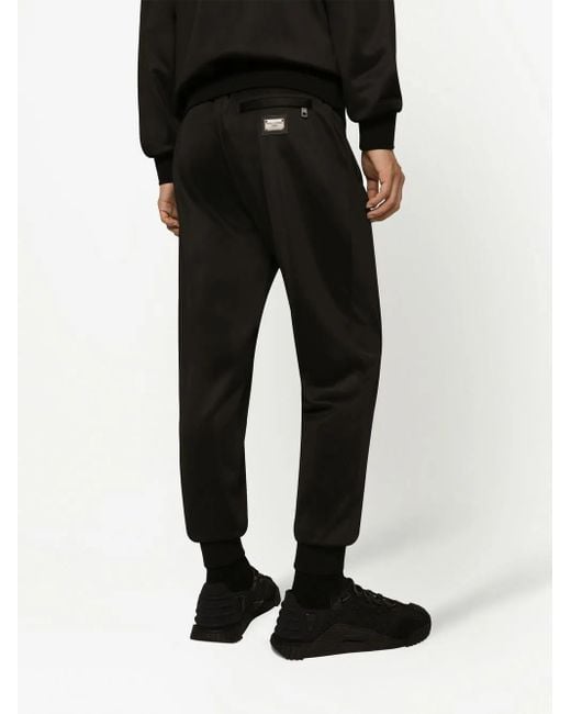 Dolce & Gabbana Black Pantalone jogging Con Placca for men