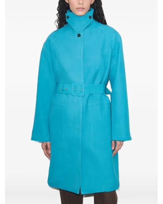 Tory Burch Blue Waxed Canvas Trench