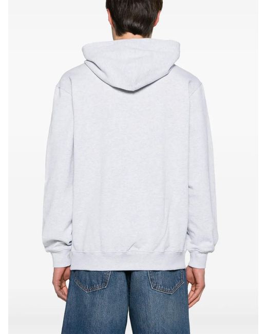 Adidas Blue Flames Logo-Patch Cotton Hoodie for men