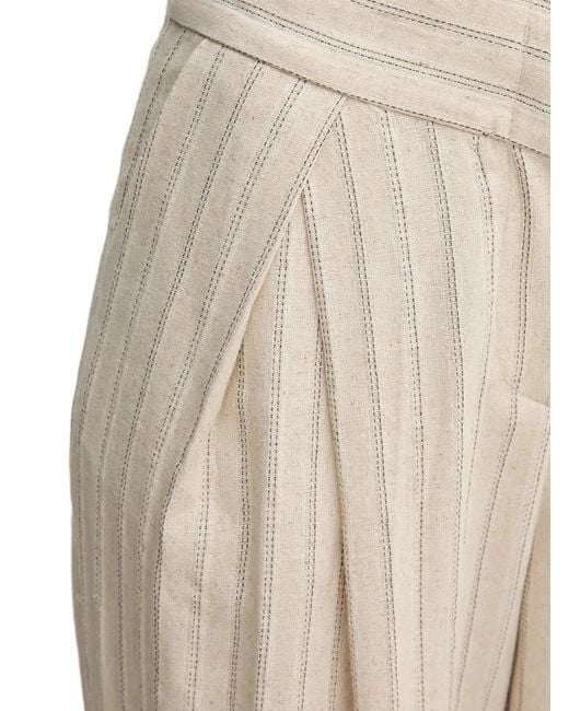 INTROPIA Natural Pinstripe Pleated Trousers