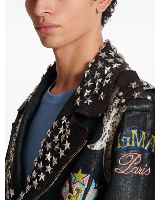 Balmain Black Biker Jacket for men