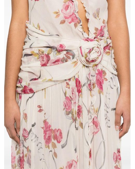 Blumarine Pink Maxikleid Mit Blumen-Print