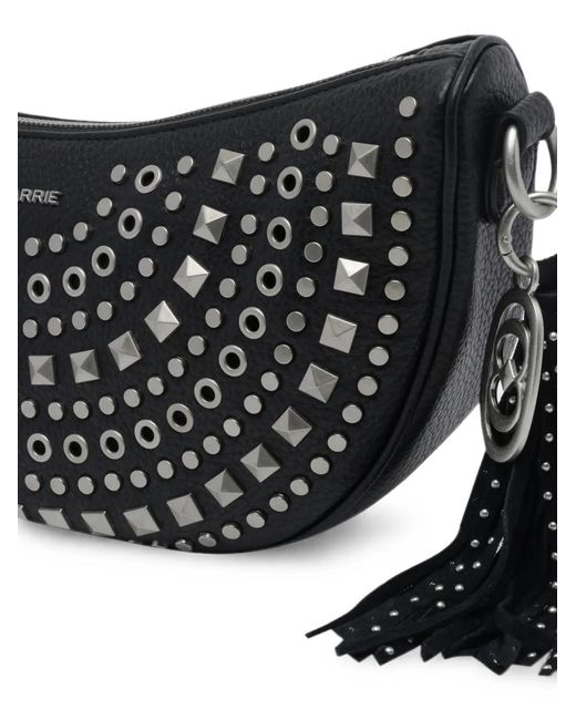 La Carrie Black Stud-Embellished Crossbody Bag