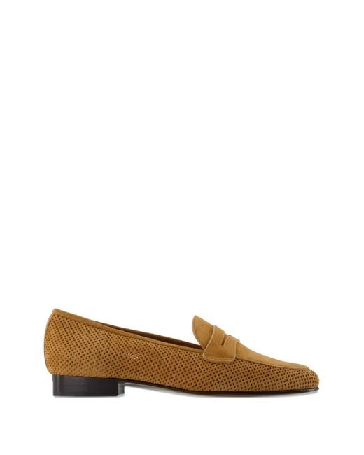 CAREL PARIS Brown 2100 Perforated Almond-Toe Loafers
