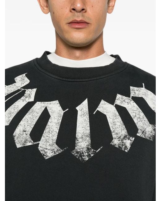 Palm Angels Black Big Neck Logo Printed Sweatshirt for men