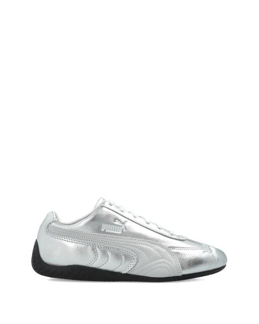 PUMA White Speedcat Leather Panelled Sneakers