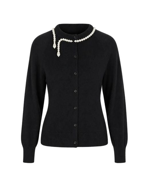 Simone Rocha Black Pearl-Embellished Cardigan