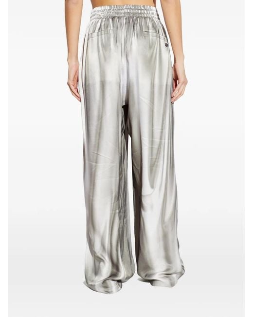 DIESEL White Elasticated Wide-Leg Trousers