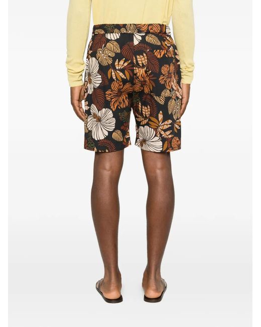 Brian Dales Brown Floral-Print Shorts for men