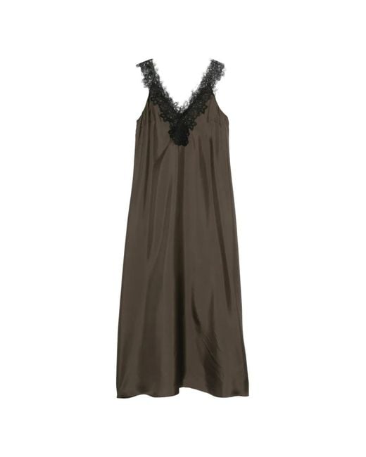 Rohe Brown V-Neck Silk Maxi Dress
